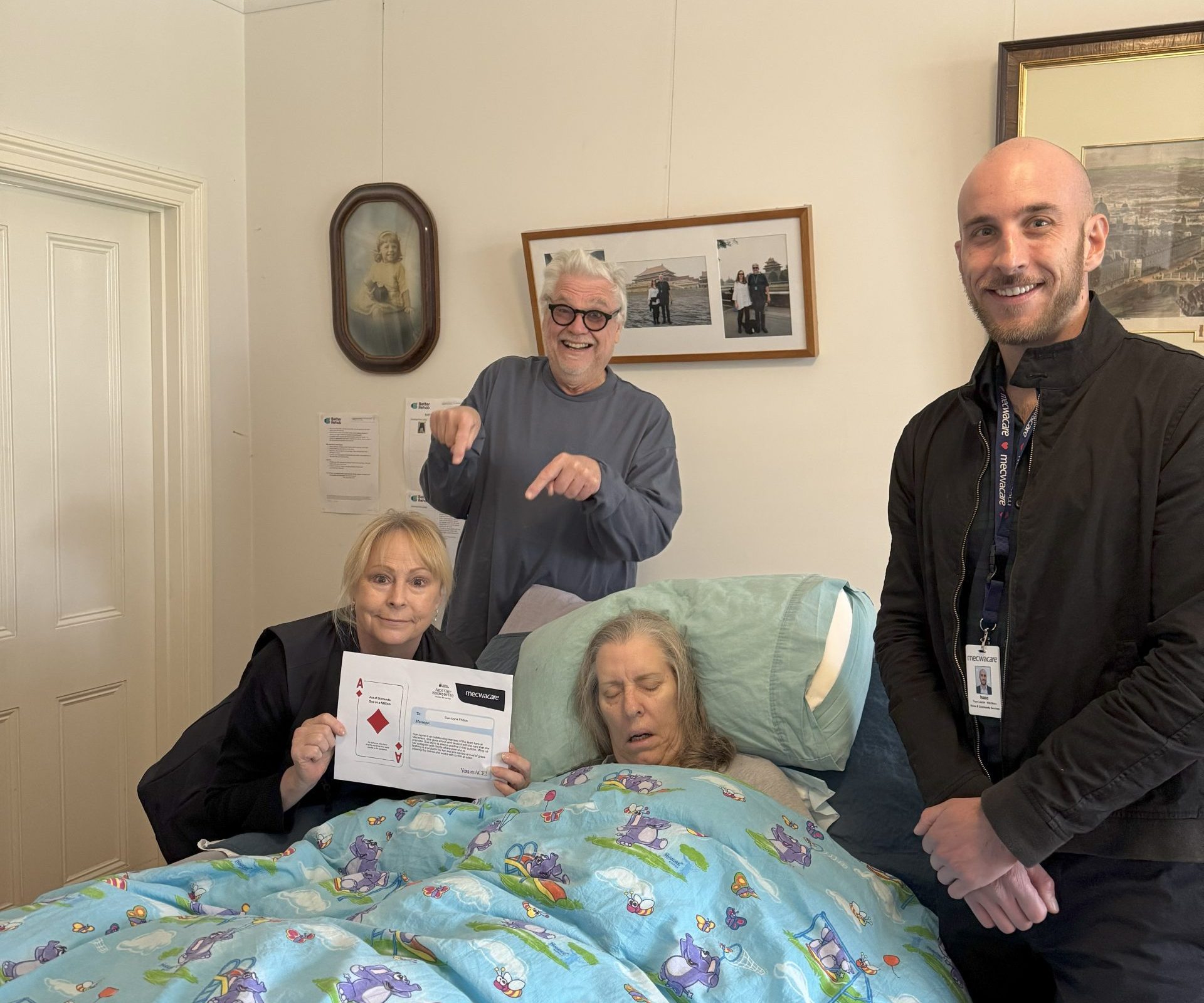 Her award was written by Ruth’s husband, Tony, who expressed deep gratitude for the difference Sue-Jayne has made in their lives. His heartfelt words were a beautiful testament to the care, compassion, and consistency Sue-Jayne brings to every visit.