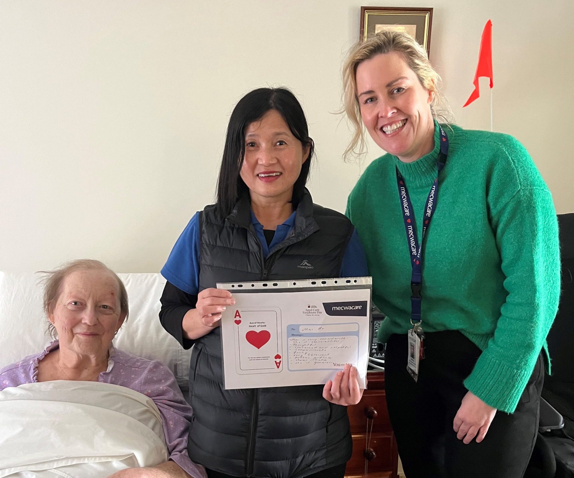 Mary personally wrote the words for Mai’s award, sharing that she wouldn’t be able to continue living at home if it weren’t for Mai’s ongoing support — highlighting just how vital her care is to both Mary and her husband.