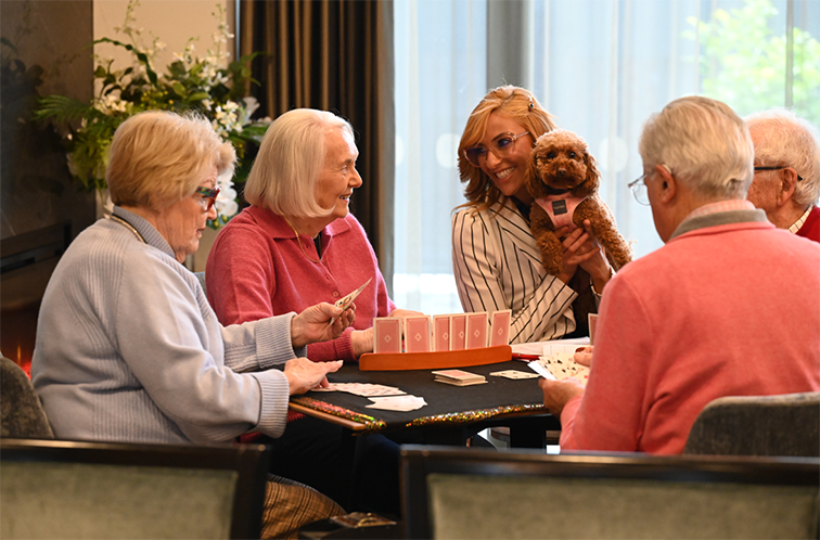Group of people with dog_retirement living